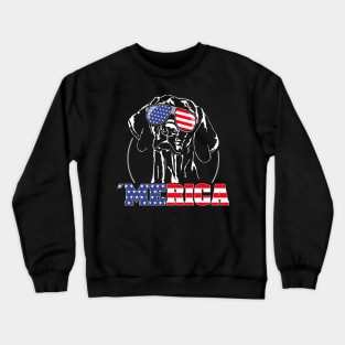 Hungarian Vizsla American Flag Merica patriotic dog Crewneck Sweatshirt